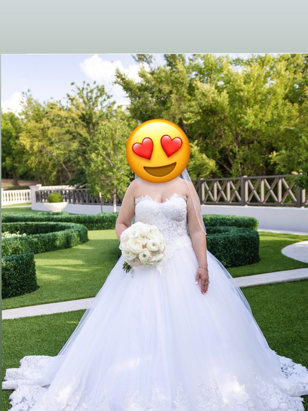 Elegant White Strapless Lace Ball Gown Wedding Dress
